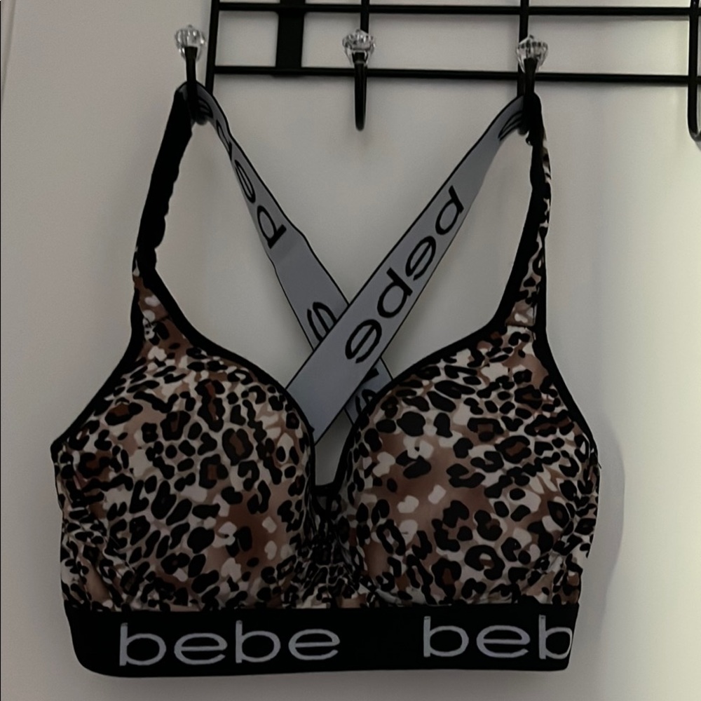 Bebe Leopard Print Women's Sports Bra